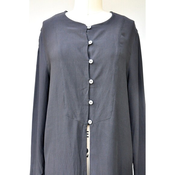 Black SILK Pants and Blouse Set Asian Style Lagenlook Oversided Silk S - M - Picture 2 of 10